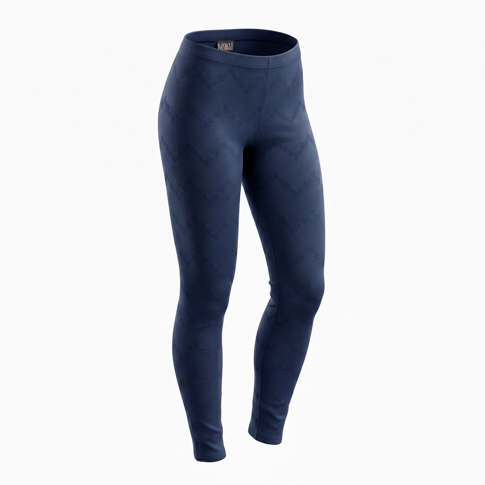 Johnny Was Eyelet Floral Embroidered Leggings XS Navy‎ Blue Boho Cotton  Chic